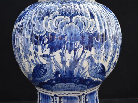 Grote De Porceleyne Fles Blau Wit Delft Dekselvaas Pul Royal