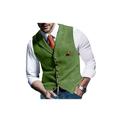 Onsoyours Gilet Da Abito Da Uomo Elegante Scozzese Tweed Slim Fit