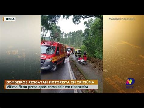 Bombeiros resgatam motorista em Criciúma Vítima ficou presa após carro