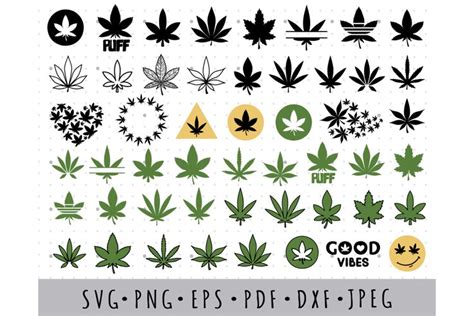 Weed leaf SVG bundle, Cannabis pot leaf PNG (1727984)