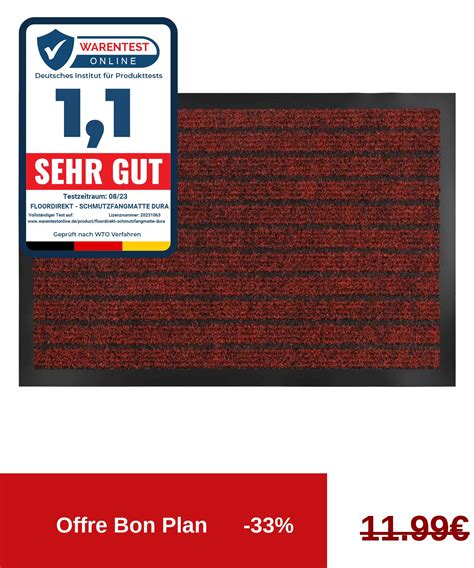 KARAT Tapis de Porte Paillasson d entrée Dura Rouge 40 x 60 cm Leroy