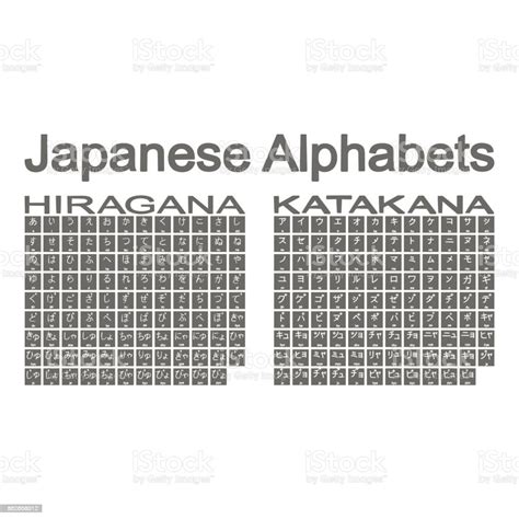 Set Of Monochrome Icons With Japanese Alphabets Hiragana And Katakana