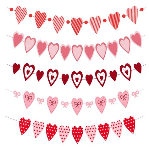 Vintage Heart Garlands For Romantic Occasions Vector Valentine