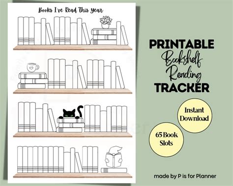 Bookshelf Reading Tracker Printable Yearly Reading Challenge Etsy Uk