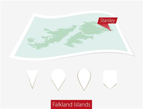 Premium Vector Curved Paper Map Of Falkland Islands With Capital