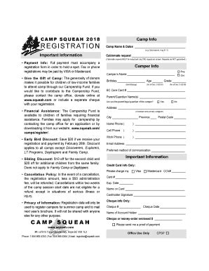 Fillable Online Register For Summer Camp Camp Squeah In Hope BC Lower