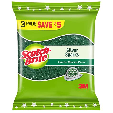 Scotch Brite Silver Sparks Scrub Pad Pieces Amazon In Home