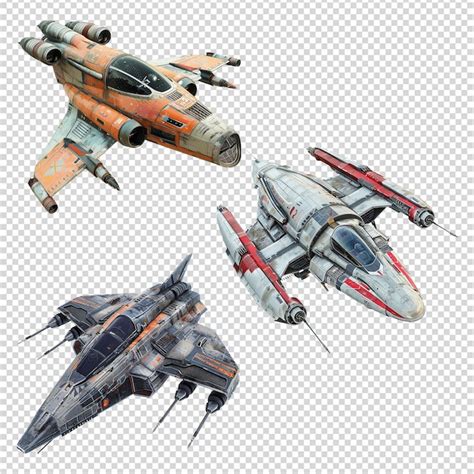 Premium PSD A Set Of Spaceship Isolated On Transparent Background