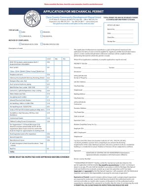 Fillable Online Application For Mechanical Permit Home Clare