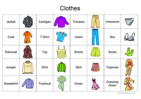 Clothes Vocabulary English Esl Worksheets For Distance Learning And