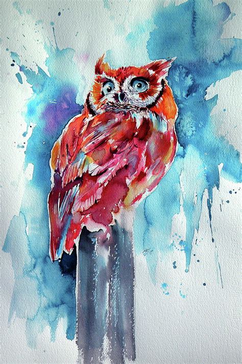 Cute Owl Painting By Kovacs Anna Brigitta Fine Art America