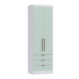 Guarda Roupa Modulado 2 Portas 3 Gavetas Infinity Branco Line Pistache