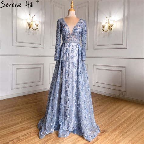 Serene Hill Blue Overskirt Mermaid Evening Dresses Gowns 2021 Luxury