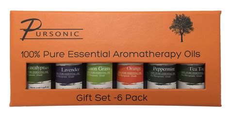 Pursonic 6 Piece 100 Pure Essential Aromatherapy Oils T Set