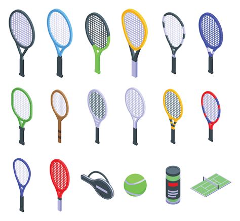 Tennis Racket Icons Set Isometric Vector Sport Ball 27151007 Vector