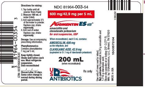 Augmentin ES 600 Package Insert Prescribing Information