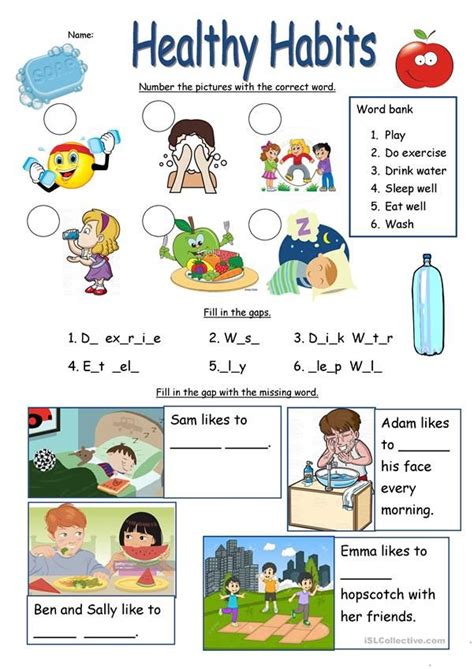 Good Habits Worksheet For Class 1