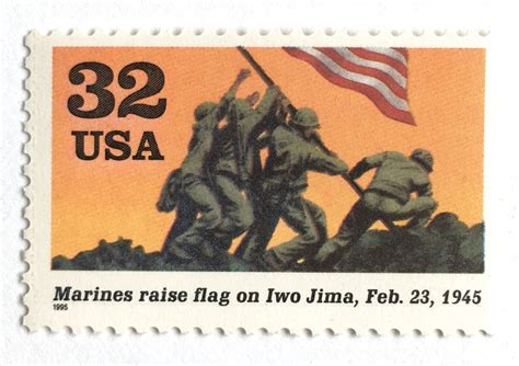 5 Flag Raising On Iwo Jima Postage Stamps Wwii Marine Soldiers