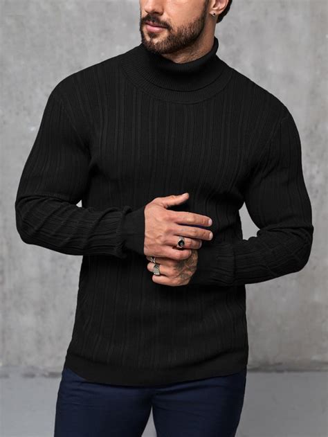 Homens Camisolas Sólido gola alta Turtleneck outfit men Knitwear men