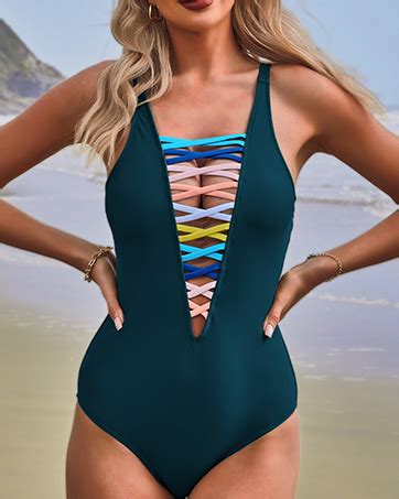 Sofia S Choice Women S Sexy One Pieces Swimsuit Lace Up Lattice Front