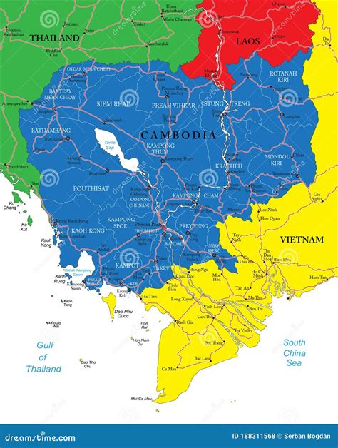 柬埔寨政治地图 向量例证 插画 包括有 收割 国界的 向量 分级显示 大陆 印第安语 旅行 188311568