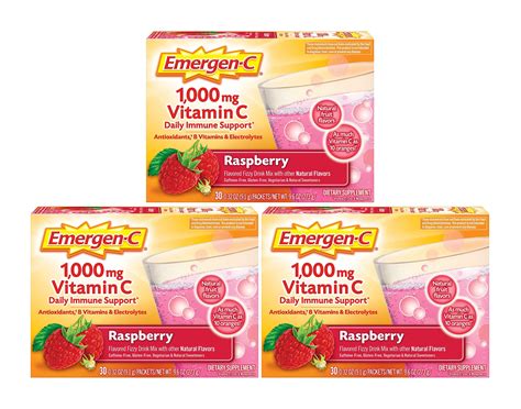 Emergen C Vitamin C Fizzy Drink Mix Raspberry Mg Packets Pack