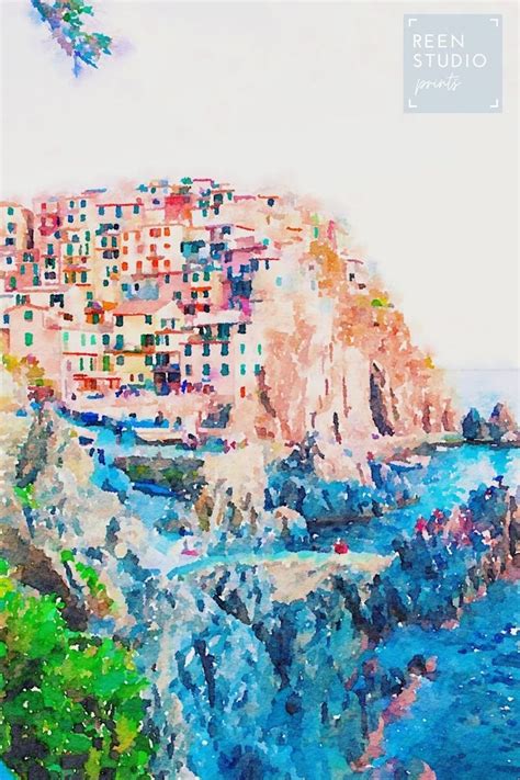 Amalfi Coast Italy Watercolor Painting Positano Italy Wall Etsy