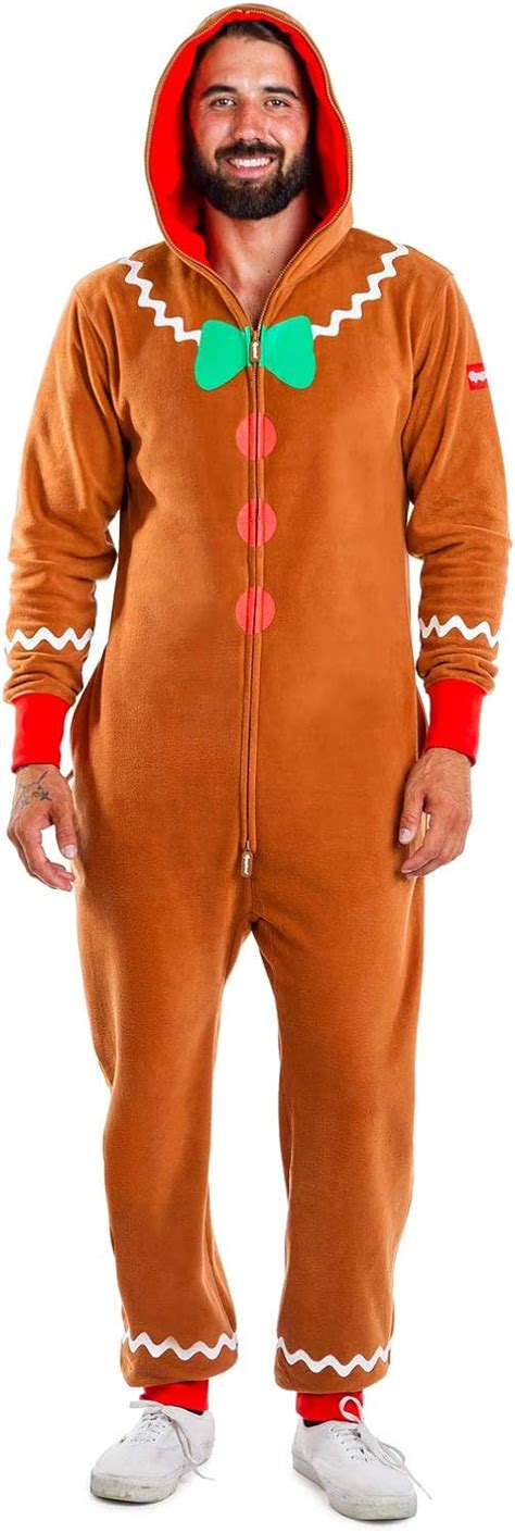 Tipsy Elves Cozy Mens Gingerbread Jumpsuit Funny Gingerbread Cozy Christmas Onesie At Amazon