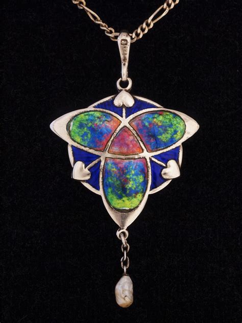 Silver and Enamel Art Nouveau Pendant* - Nouveau Deco Arts