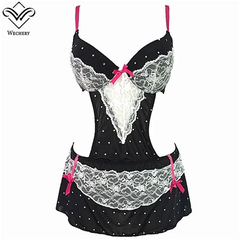 Wechery Sexy Bunny Bodysuit Maid Mini Dress With Pad Bodysuits New Sexy