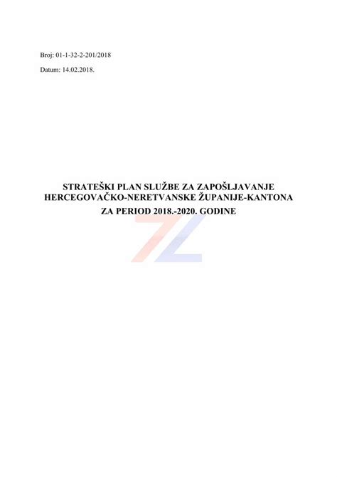 Pdf Strate Ki Plan Slu Be Za Zapo Ljavanje Filepra Enja Provodi Se