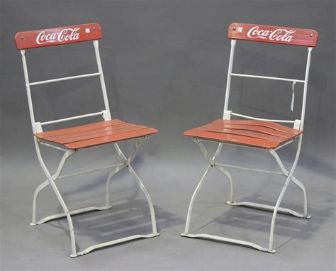 A Pair Of Mid Th Century Coca Cola Advertising Folding Caf Chairs