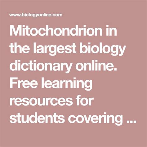 The Text Reads Mitochondron In The Largest Biology Dictionary Online