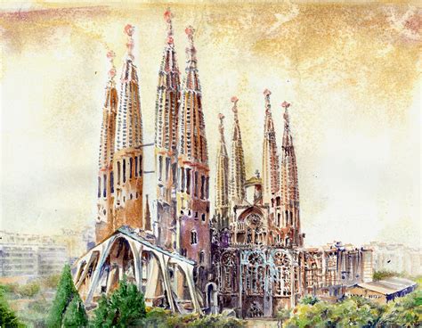 Basilica Sagrada Familia Painting By Elena Petrova Gancheva