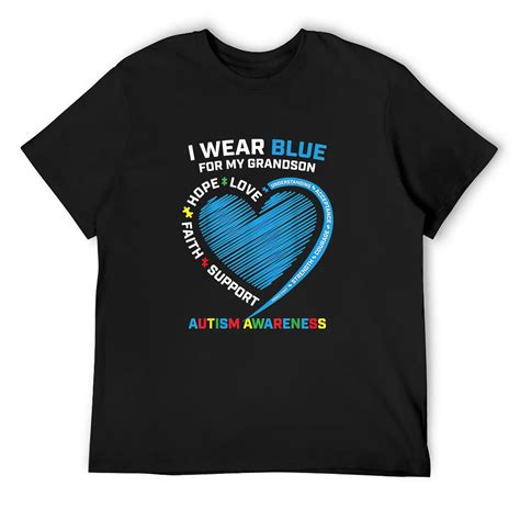 Mens Grandma Grandpa I Wear Blue For My Grandson Autism Awareness T