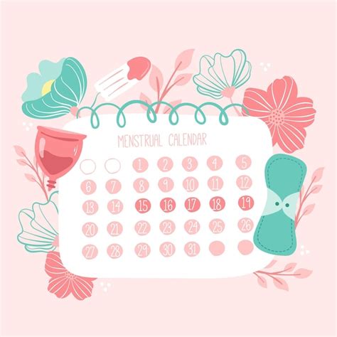 Calendario Menstrual Con Elementos De Salud De La Mujer Ilustrados