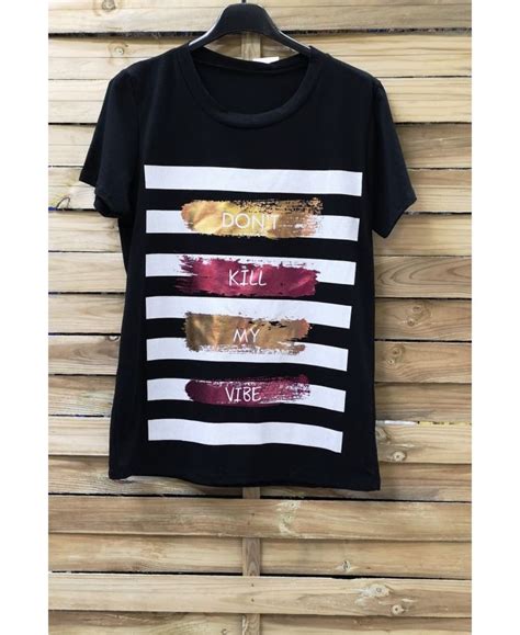 T Shirt Flocage Noir Grossiste Pret A Porter