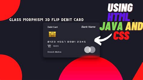 Glass Morphism 3d Flip Debit Card Ui Design Using Html And Css Youtube