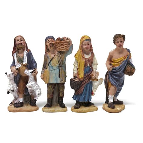 Pastori In Resina Per Presepe Assortiti Personaggi Cm