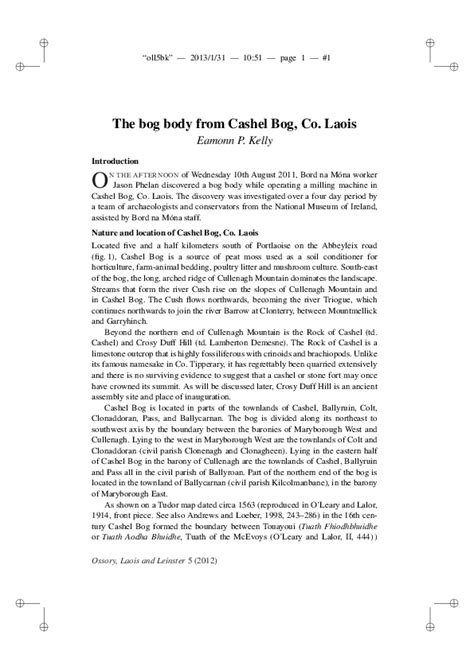 (PDF) The bog body from Cashel Bog, Co. Laois. | Eamonn P Kelly - Academia.edu