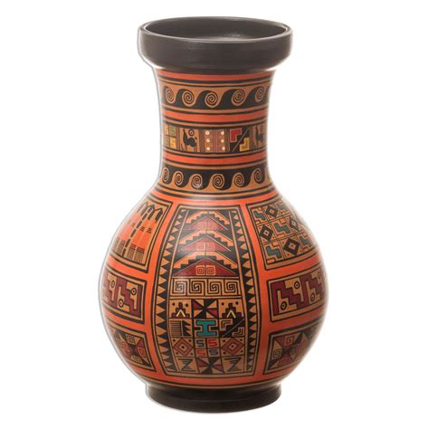 UNICEF Market Handcrafted Cuzco Ceramic Vase Inca Moon Goddess