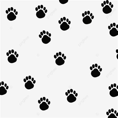 Black Cat Paw Print Seamless Pattern Background, Collection, Set, Fun ...