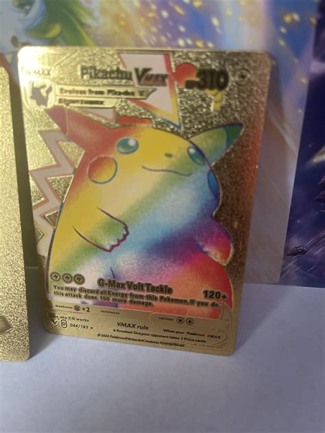 Mavin Rainbow Pikachu Vmax Gold Foil Fan Art Pokemon Card Display Card