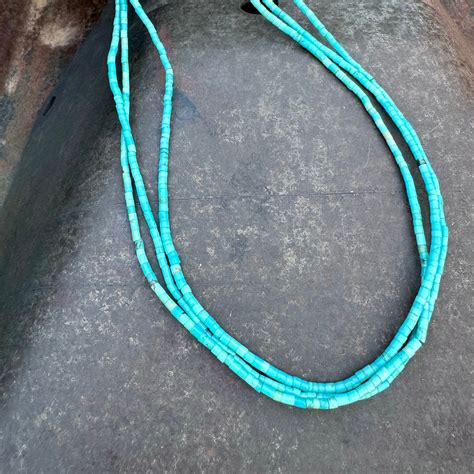 Vintage Three Strand Turquoise Heishi Bead Necklace Approx 25 W 7