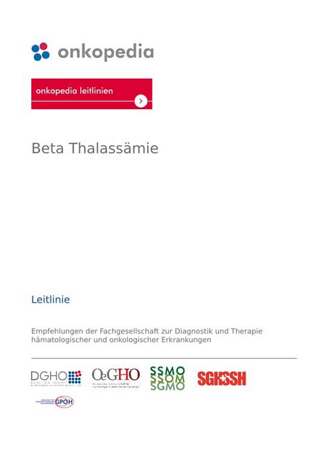 PDF Beta Thalassämie onkopedia guidelines info Auswirkungen einer