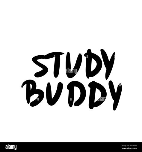 Study Buddy Lettering Isolated On White Background Hand Drawn