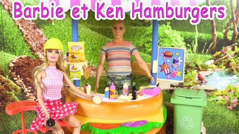 Barbie Et Ken Histoire Poupées Vendeur De Hamburgers Youtube