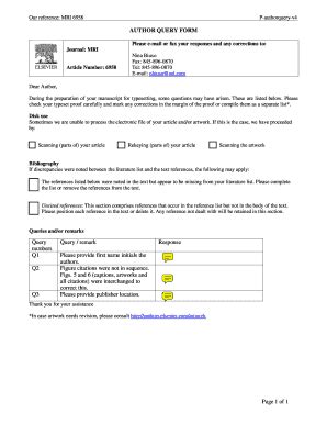 Fillable Online Ftp Tuebingen Mpg AUTHOR QUERY FORM Query Numbers Query