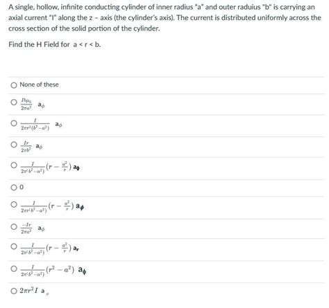 Solved A Single Hollow Infinite Conducting Cylinder Of Chegg