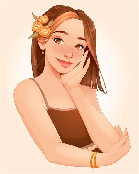 Premium Vector Portrait Of A Beautiful Girl Vector Cartoon Illustration